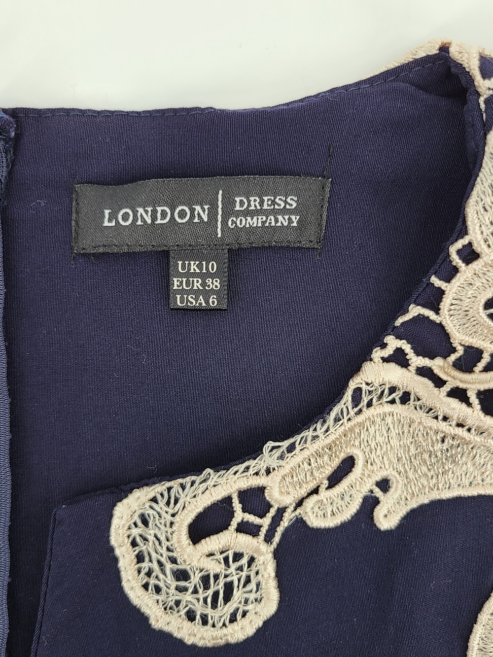 ModCloth London Dress Co Navy Bodycon Dress With Lace Side Accents Size 6 - Picture 11 of 14
